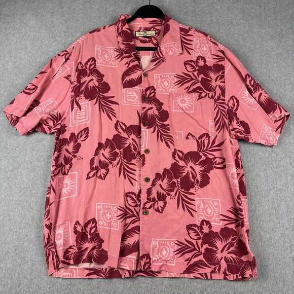 Tommy Bahama Other - Tommy Bahama Shirt Mens L 100% Silk S/S Tropical Pink Button Up Floral‎ Hawaiian